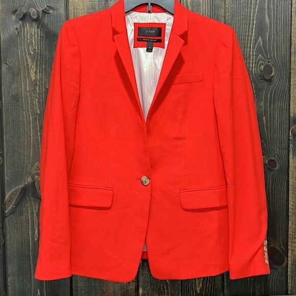 J. Crew Regent Blazer Orange Red 4 Wool Contemporary Office Professional - Picture 2 of 15